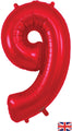 34" Number 9 Red Oaktree Foil Balloon