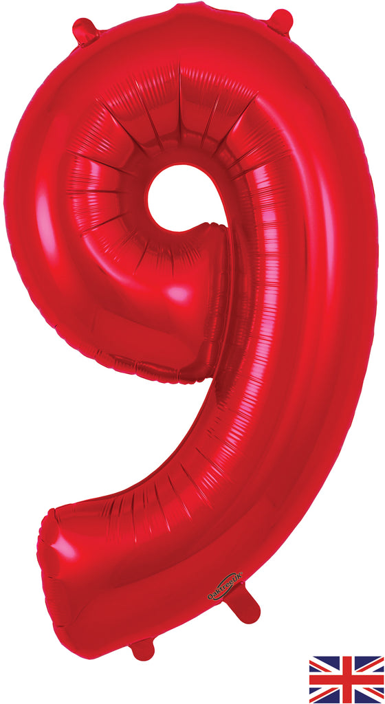 34" Number 9 Red Oaktree Foil Balloon