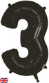 34" Number 3 Black Oaktree Foil Balloon