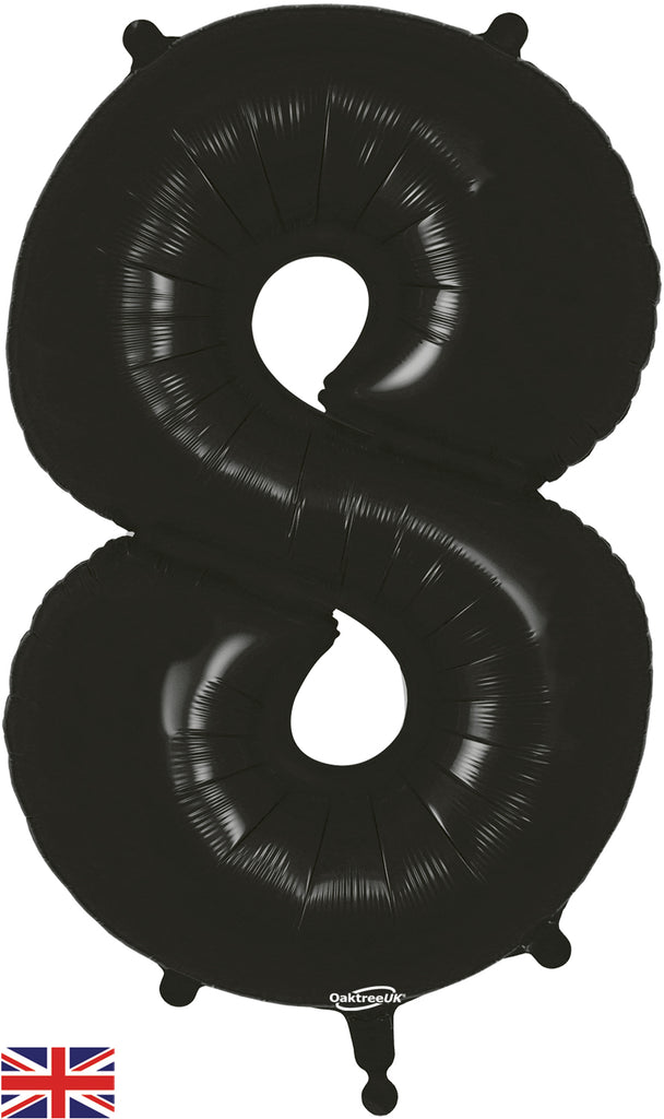 34" Number 8 Black Oaktree Foil Balloon