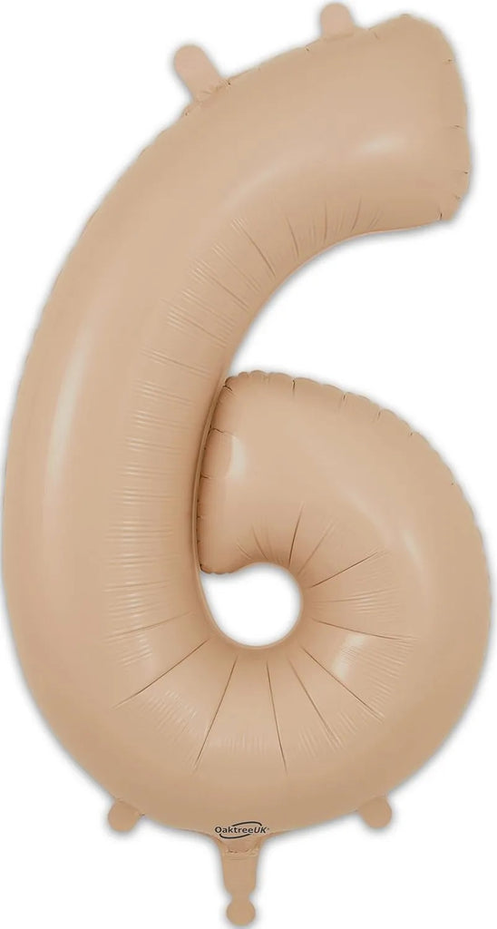 34" Number 6 Matte Nude Oaktree Foil Balloon