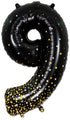 34" Number 9 Fizz Holographic Black Oaktree Foil Balloon