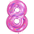 40" Number "8" Fucshia Glitter Holographic Balloons