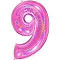 40" Number "9" Fucshia Glitter Holographic Balloons