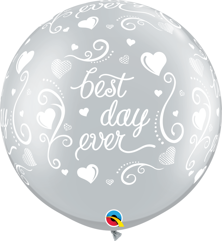 30" Best Day EverSilver Latex Balloons 2 Count