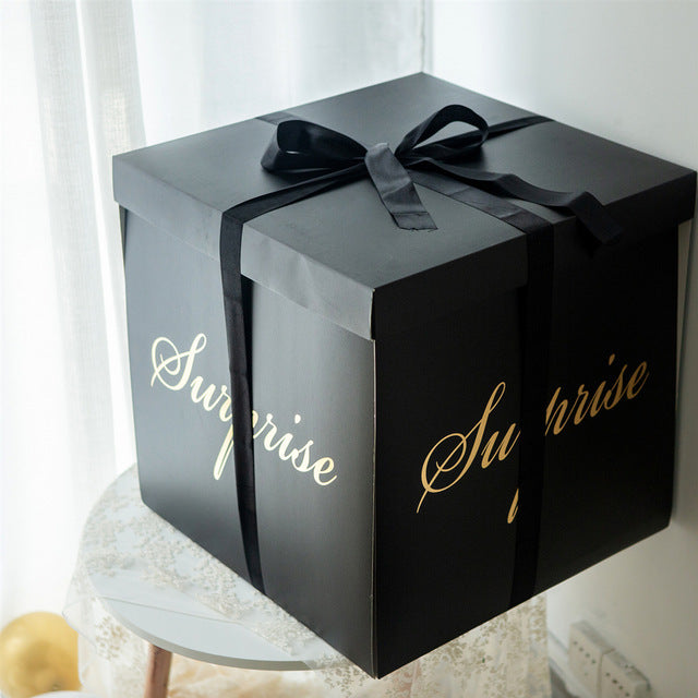 20" Black "Surprise" Box With Ribbon (Pickup Only-Cannot be Shipped)