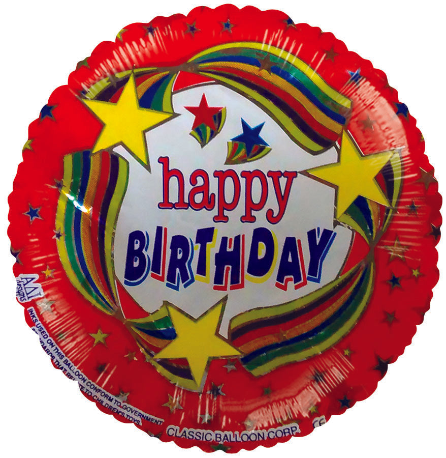 9" Airfill Only Happy Birthday Stars Rainbow Balloons