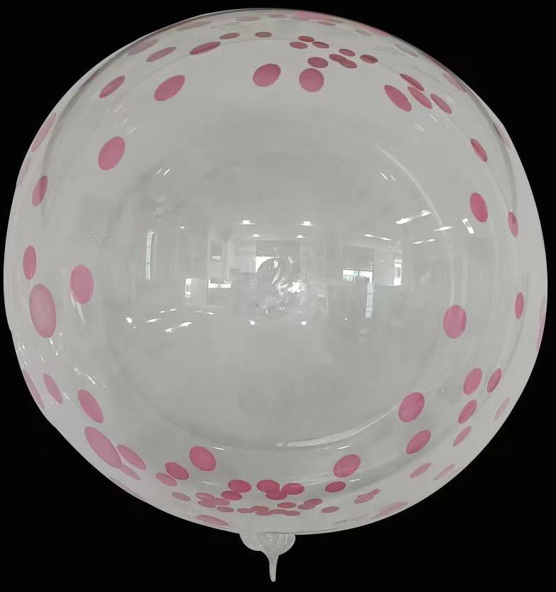 24" Dot Printed Bobo Balloon Pre Streched Fushia (10 Per Bag)