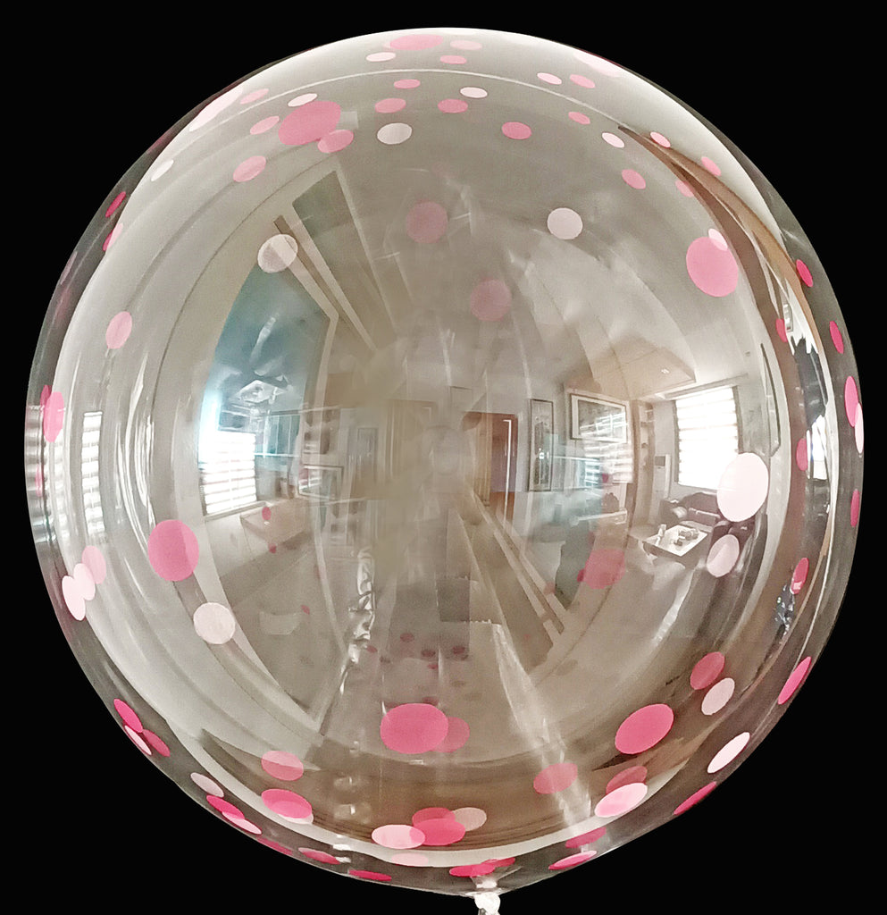 24" Dot Printed Bobo Balloon Pre Streched Pink (10 Per Bag)