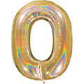 40" Number "0" Gold Glitter Holographic Balloons