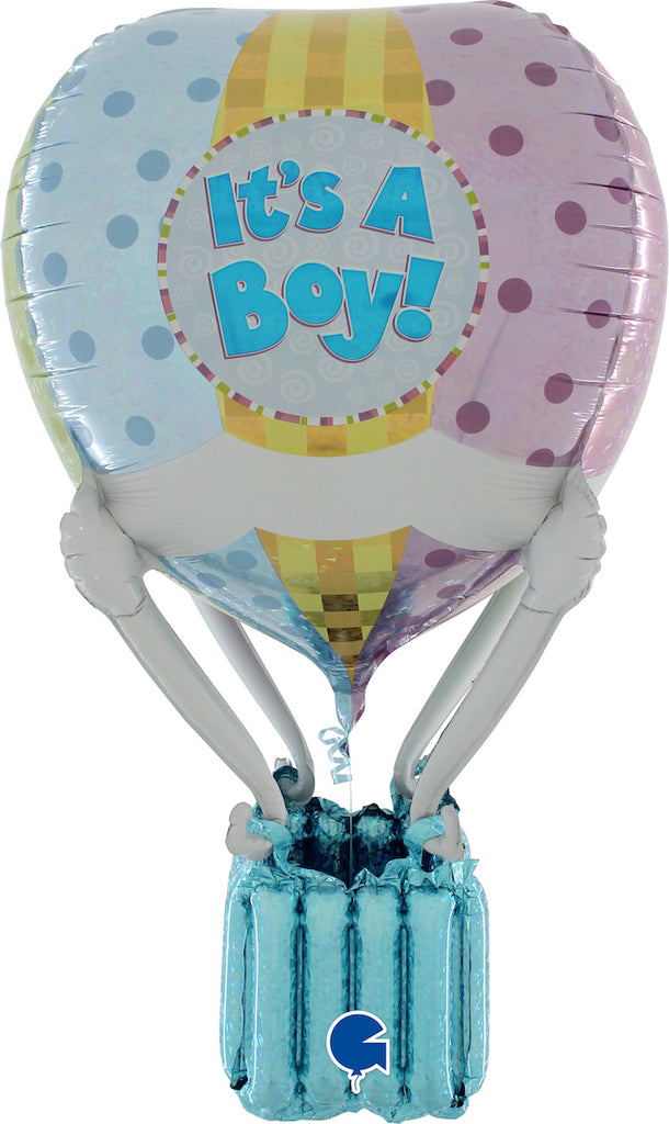 39" Maxiloons Hot Air Patchwork Baby Boy Foil Balloon