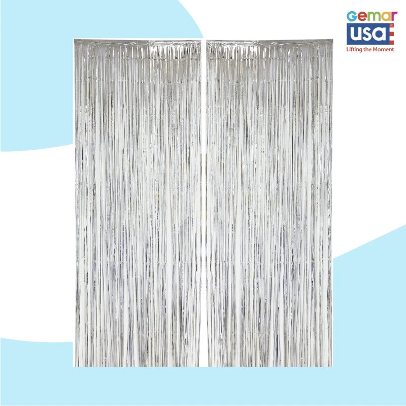 36" X 96" Foil Curtain Backdrop Gemar Silver