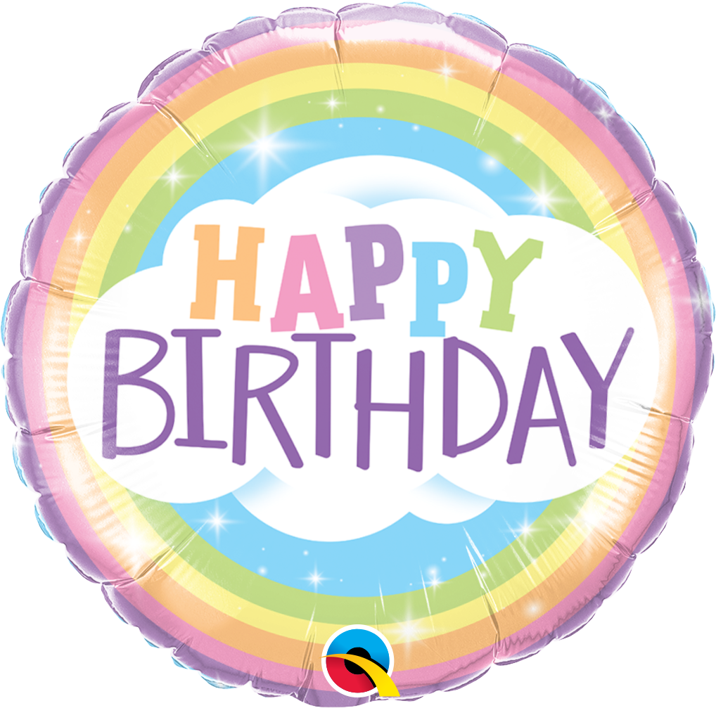 18" Round Birthday Rainbow Foil Balloon