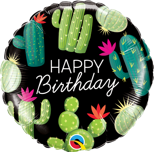 18" Round Birthday Cactuses Foil Balloon