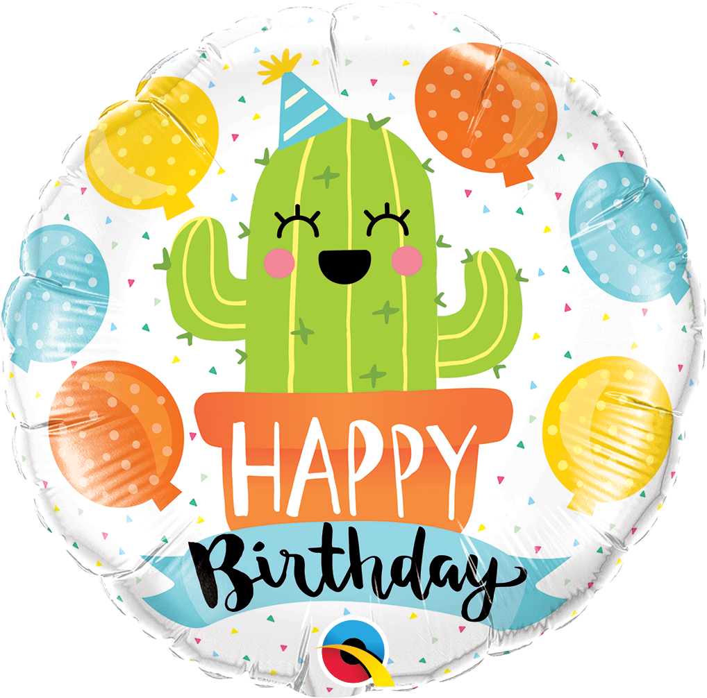 18" Round Birthday Party Cactus Foil Balloon