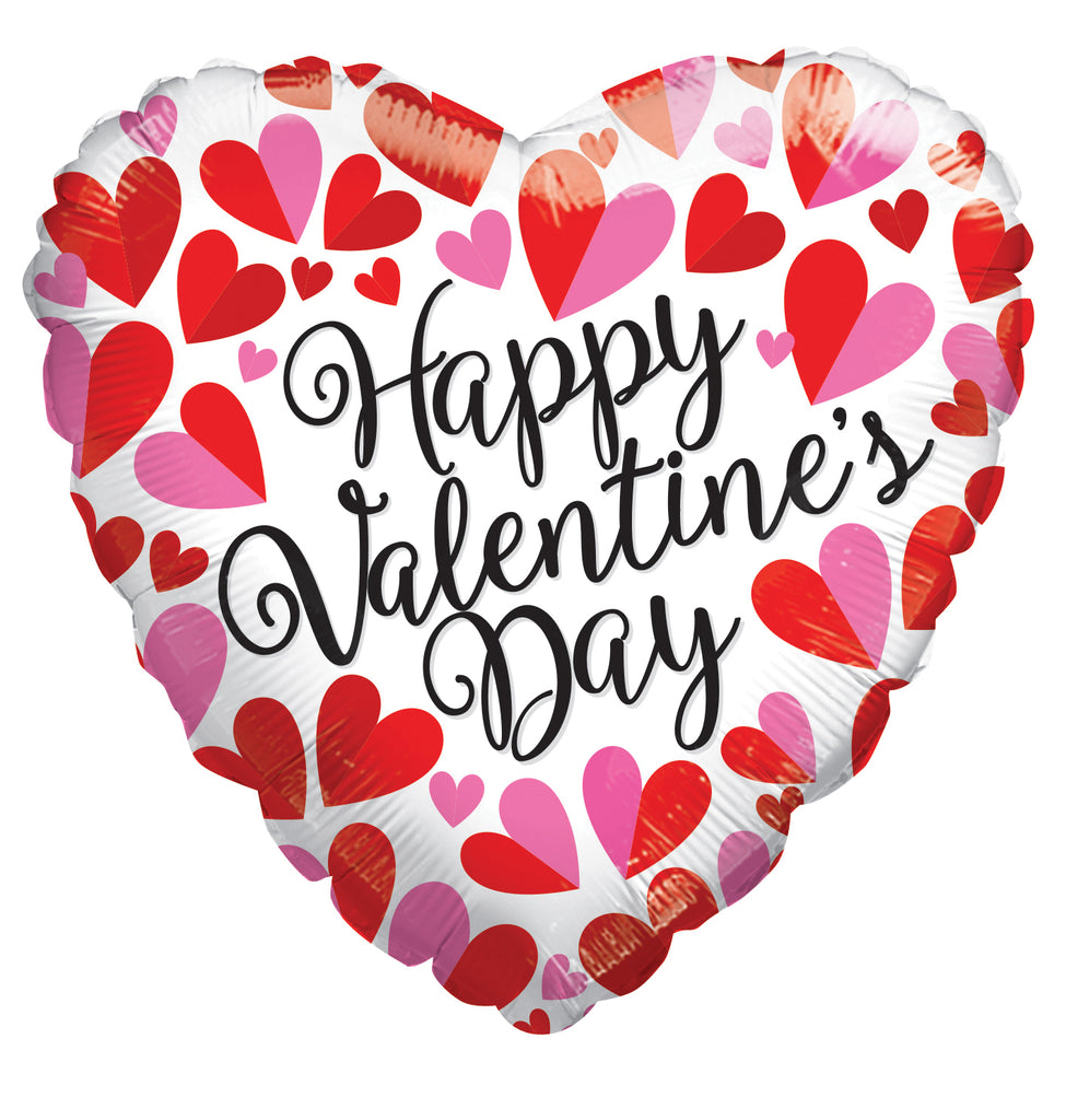 18" Happy Valentine's Day Divided Hearts Balloon