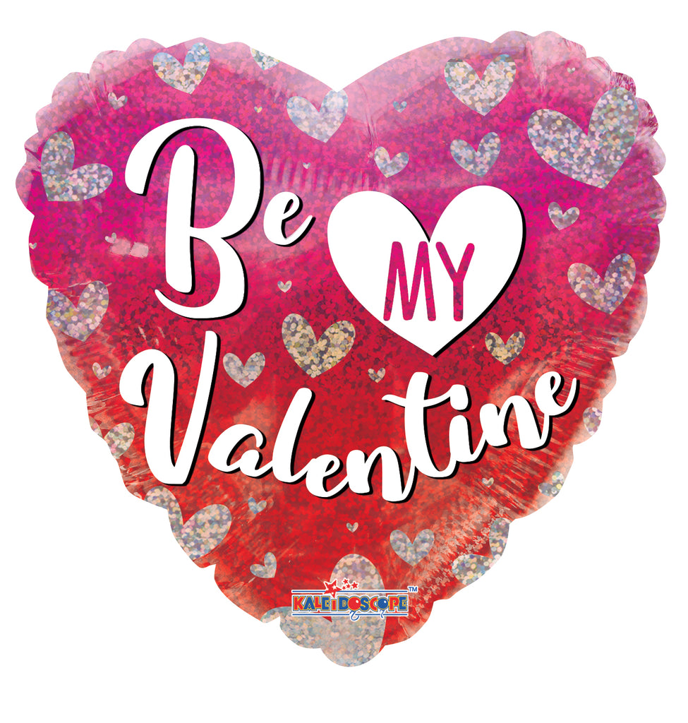 18" Be My Valentine Hearts Holographic Foil Balloon