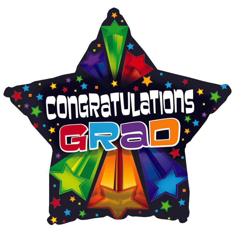 17" Bursting Stars Grad Balloon