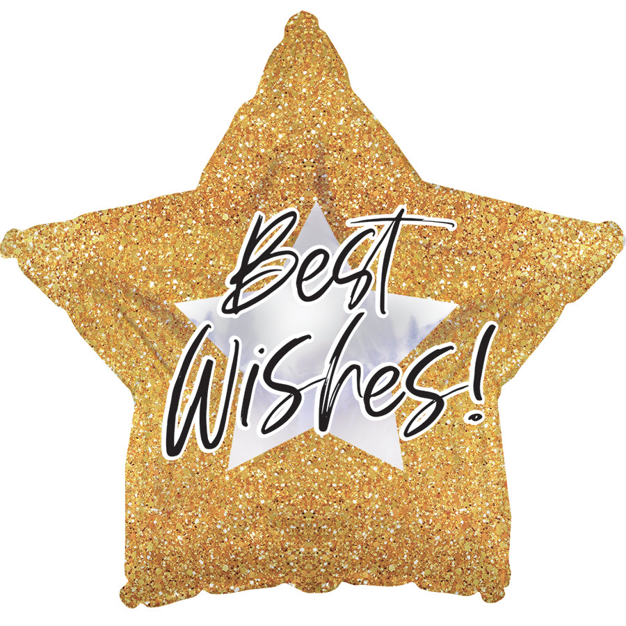 17" Best Wishes Glitter Foil Balloon