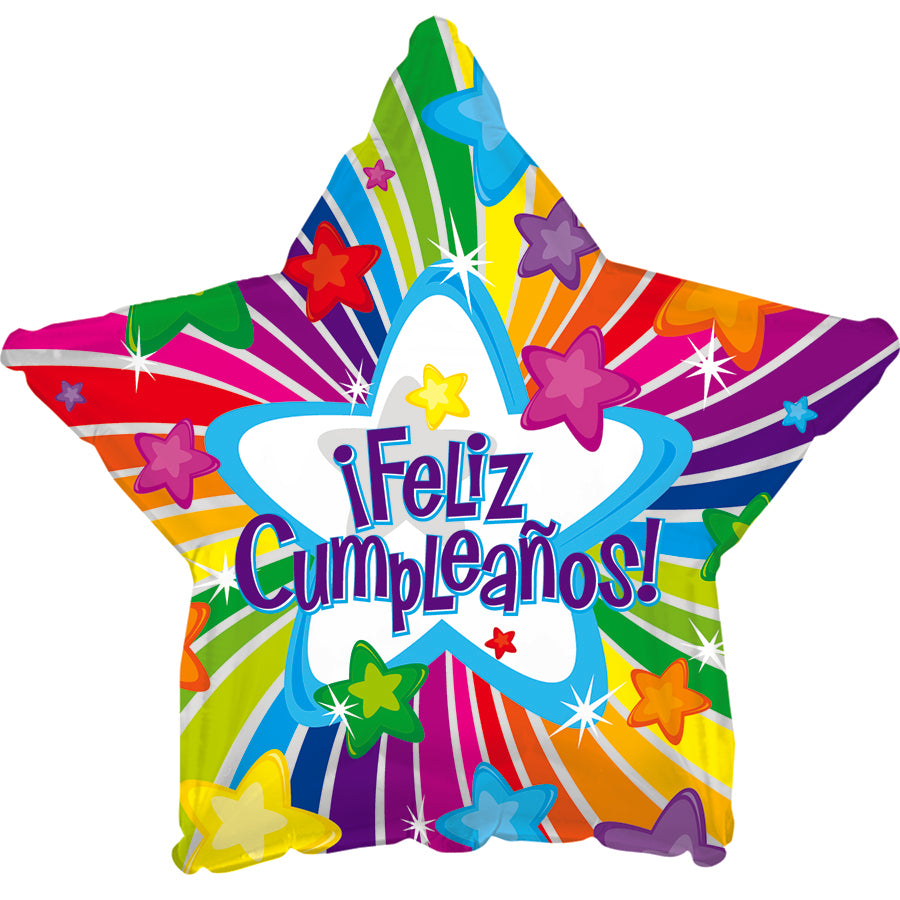 17" Feliz Cumpleanos Star Balloon (Spanish)