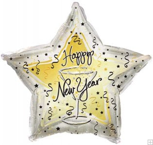 18" Happy New Years Gold and Silver Balloon