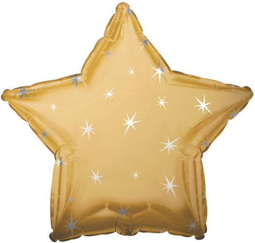 18" Antique Gold Sparkle Star Foil Balloon