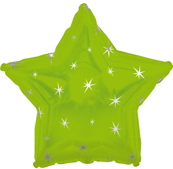 18" Lime Green Sparkle Star Foil Balloon
