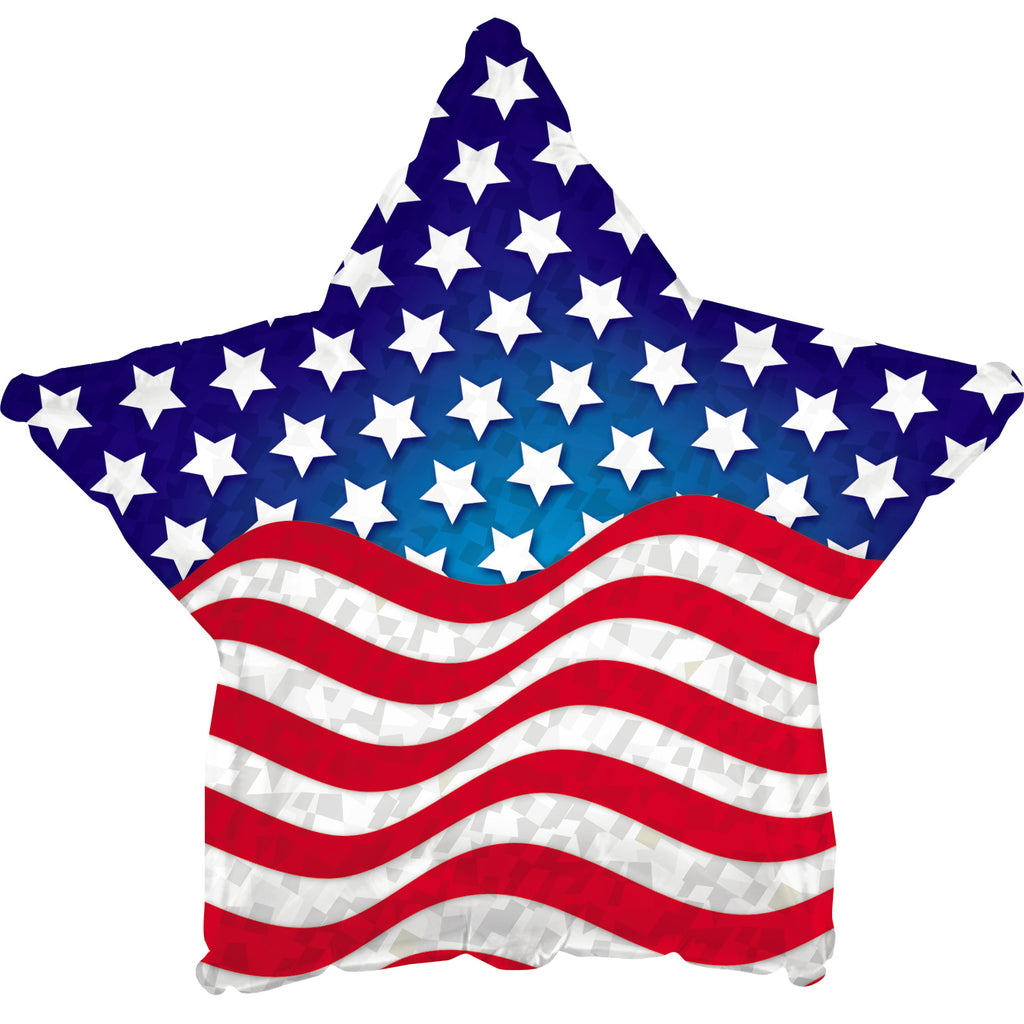 9" Airfill Only Patriotic Prism Star Foil Balloon