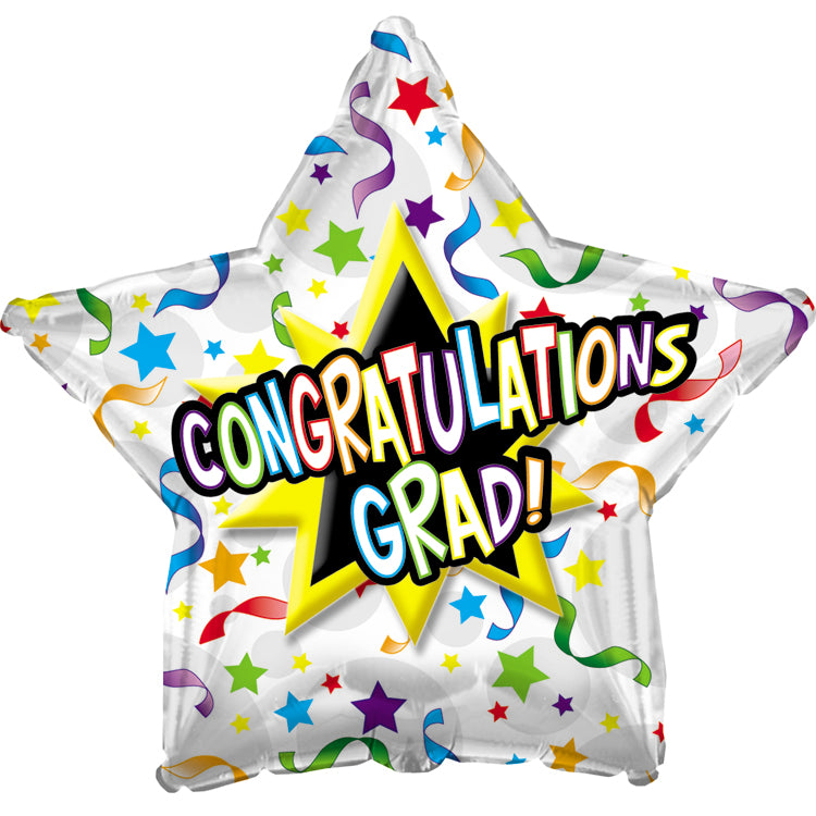 9" Airfill Only Congratulations Grad Streamers Balloon