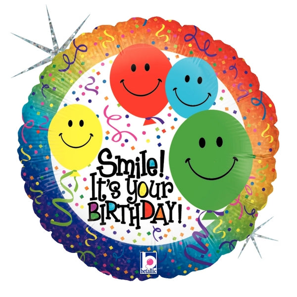 9" Airfill Only Holographic Smile! It's Your Birthday Balloon