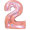 40" Number "2" Rose Gold Glitter Holographic Balloons