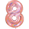 40" Number "8" Rose Gold Glitter Holographic Balloons