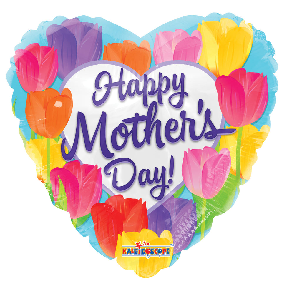 18" Happy Mother's Day Bright Tulips Foil Balloon