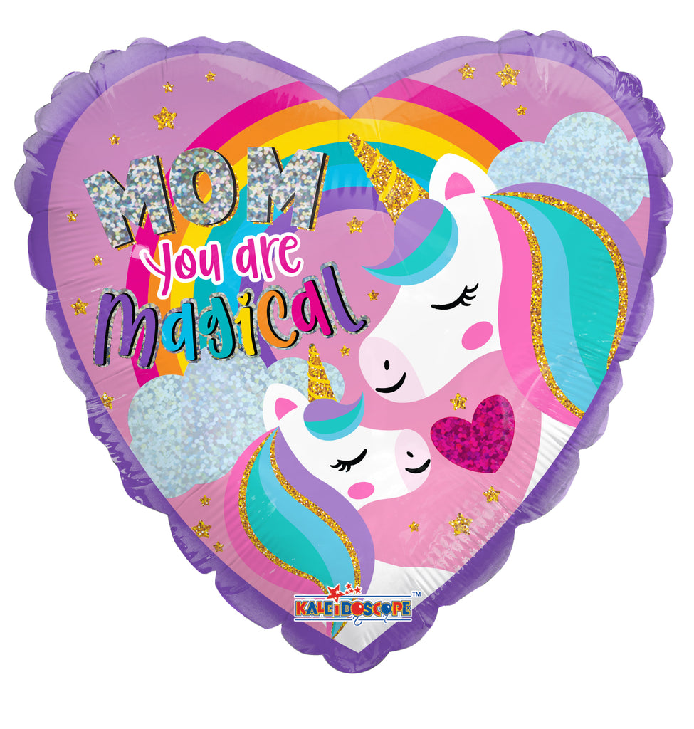 9" Airfill Only Mom Unicorn Holographic Foil Balloon