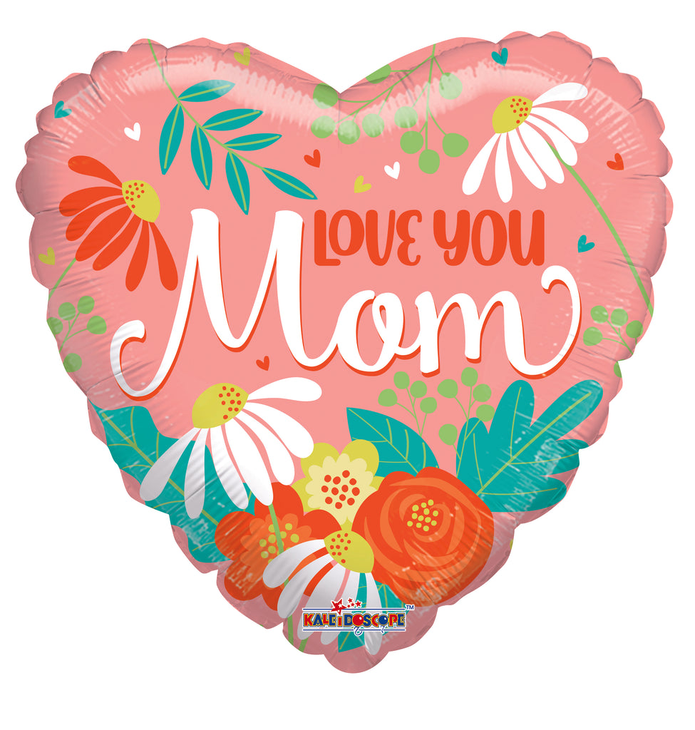 18" Love You Mom Gellibean Foil Balloon