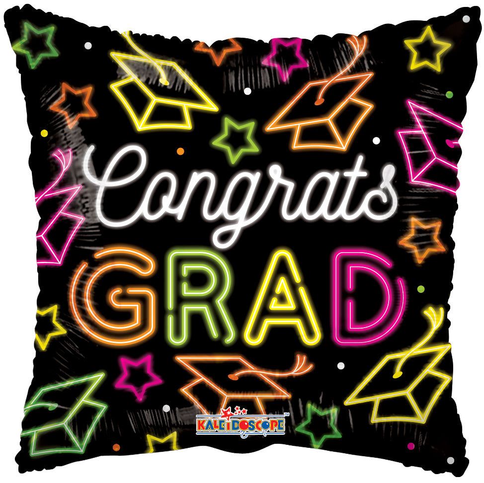 18" Congrats Grad Neon Gellibean Foil Balloon