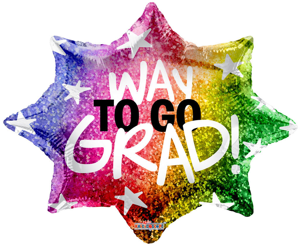 18" Way To Go Grad Holographic Foil Balloon