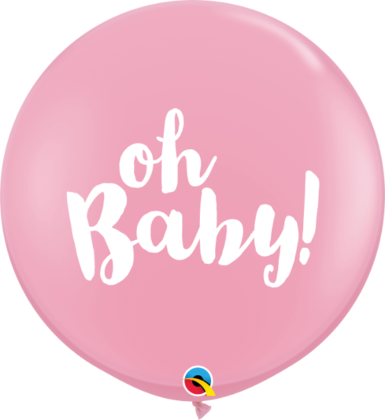 36" Oh Baby! Pink (2 Per Bag) Latex Balloons