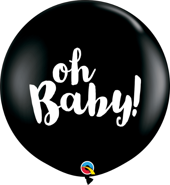 36" Oh Baby! Onyx Black (2 Per Bag) Latex Balloons