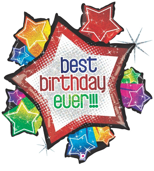 37" Holographic Shape Balloon Starburst Birthday