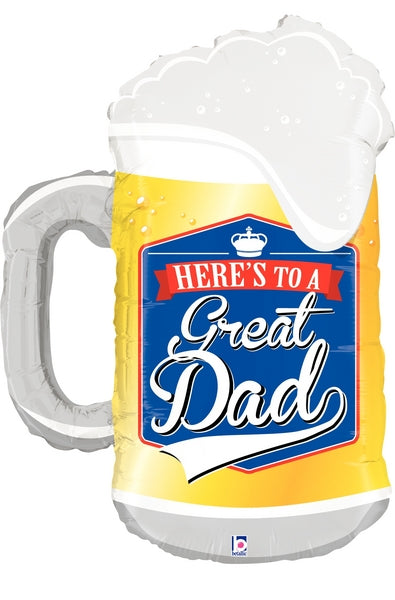 34" Foil Shape Balloon Great Dad Beer Mug