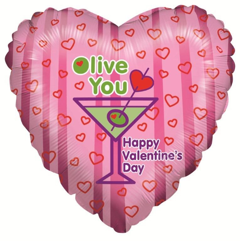 18" Valentines Olive You Balloon
