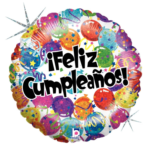 18" Holographic Balloon Feliz Cumpleaños Globos (Spanish)