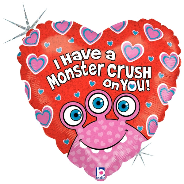 18" Holographic Packaged Monster Crush on You Balloon