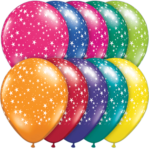 11" Stars-A-Round Jewel Assortment (50 Per Bag) Latex Balloons