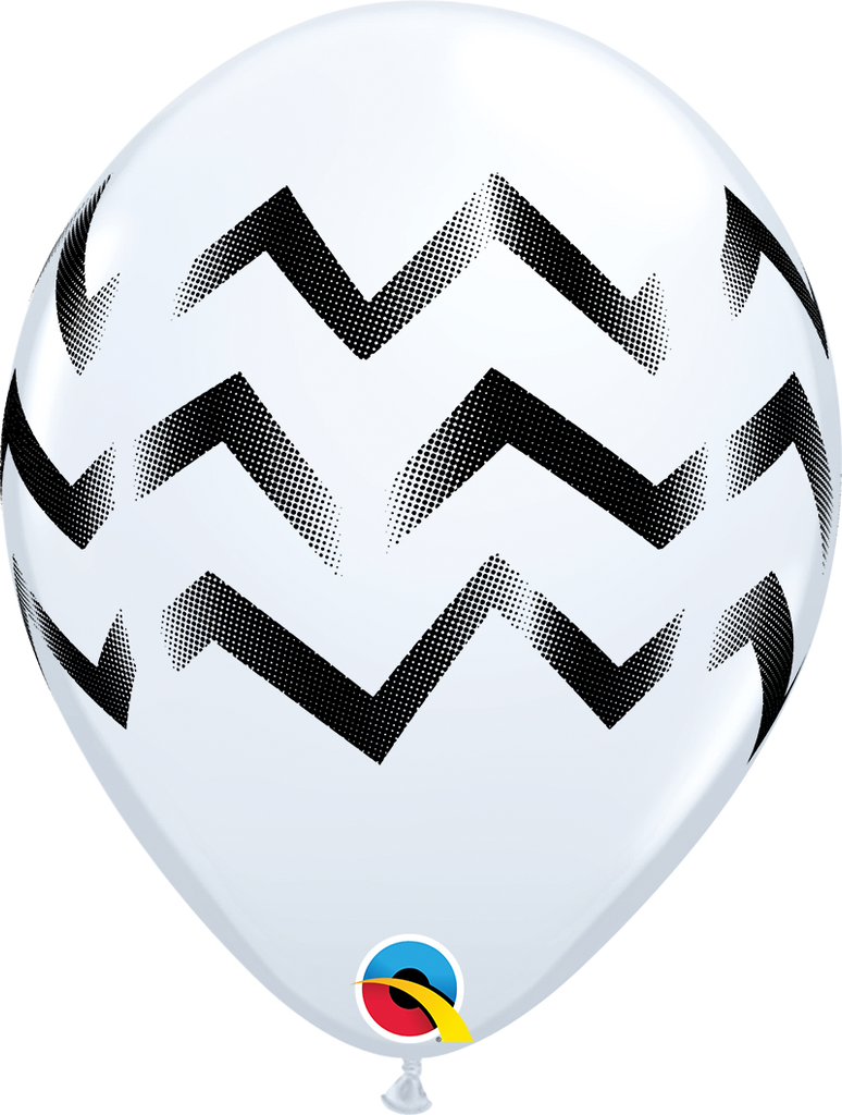11" Chevron Stripes White Latex Balloons