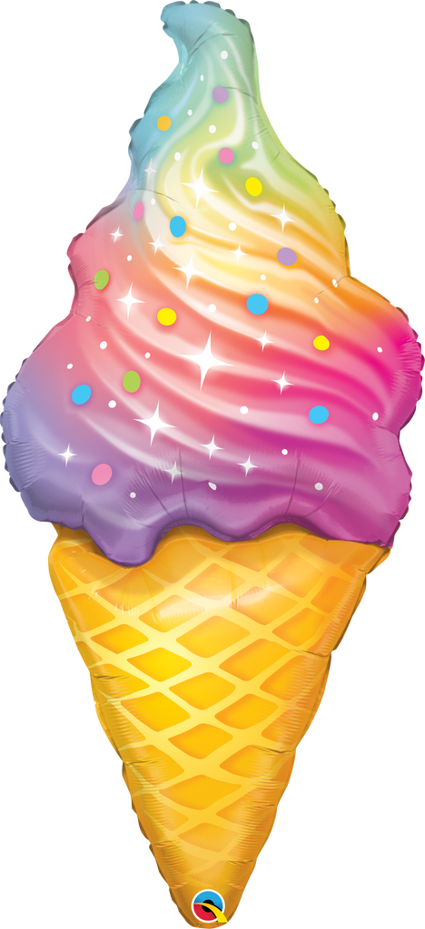 45" Rainbow Swirl Ice Cream Foil Balloon