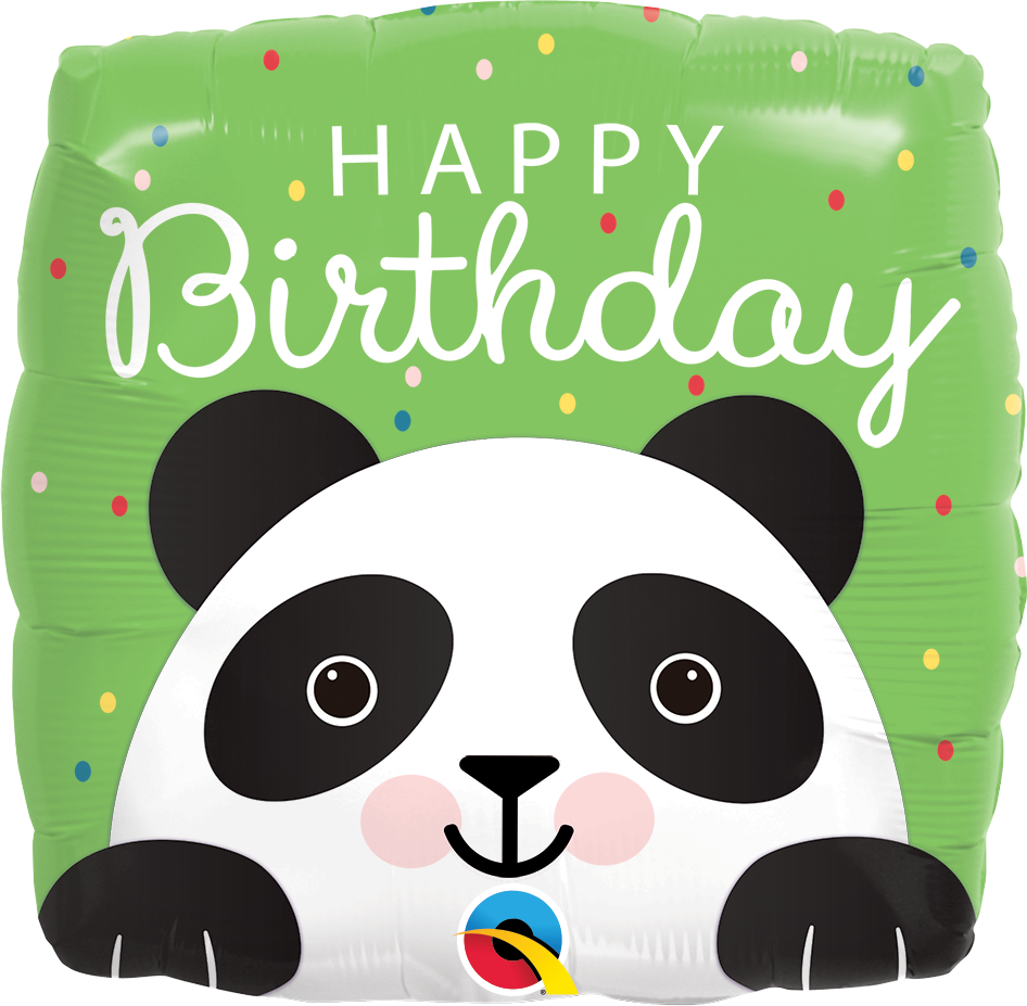 18" Square Birthday Panda Foil Balloon