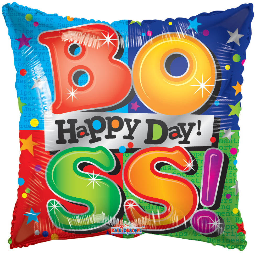 9" Airfill Only Happy Boss Day Multicolor Balloon