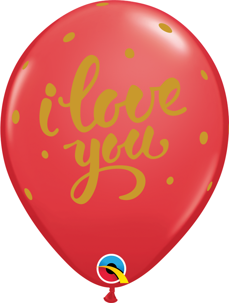 11" I Love You Bold Script Red Latex Balloons